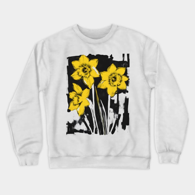 Daffodils Abstract Flowers Crewneck Sweatshirt by Ravenglow